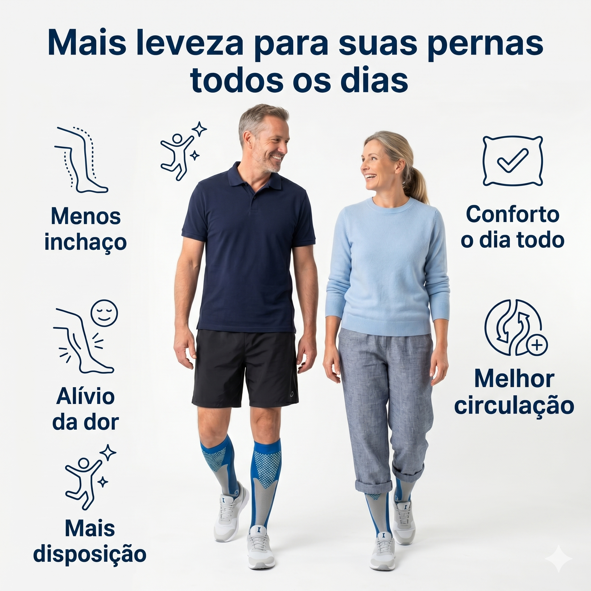 Meia de Compressão 20-30 mmHg Graduada - Masculina e Feminina