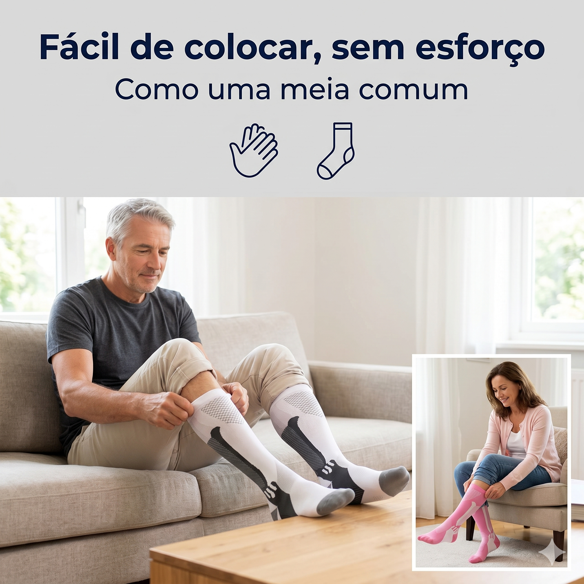 Meia de Compressão 20-30 mmHg Graduada - Masculina e Feminina