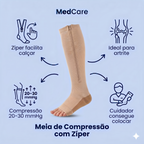 Meia de Compressão 20-30 mmHg com Zíper – Fácil de Calçar