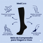 Meia de Compressão 20-30 mmHg para Viagem e Voos Longos