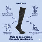 Meia de Compressão 20-30 mmHg Cano Alto para Esqui, Ciclismo e Corrida