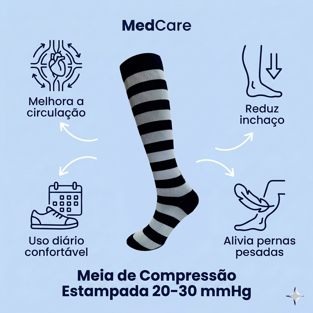 Meia de Compressão 20-30 mmHg – Estampada Uso Diário