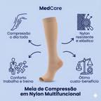 Meia de Compressão 20-30 mmHg em Nylon – Multifuncional para Trabalho e Esporte